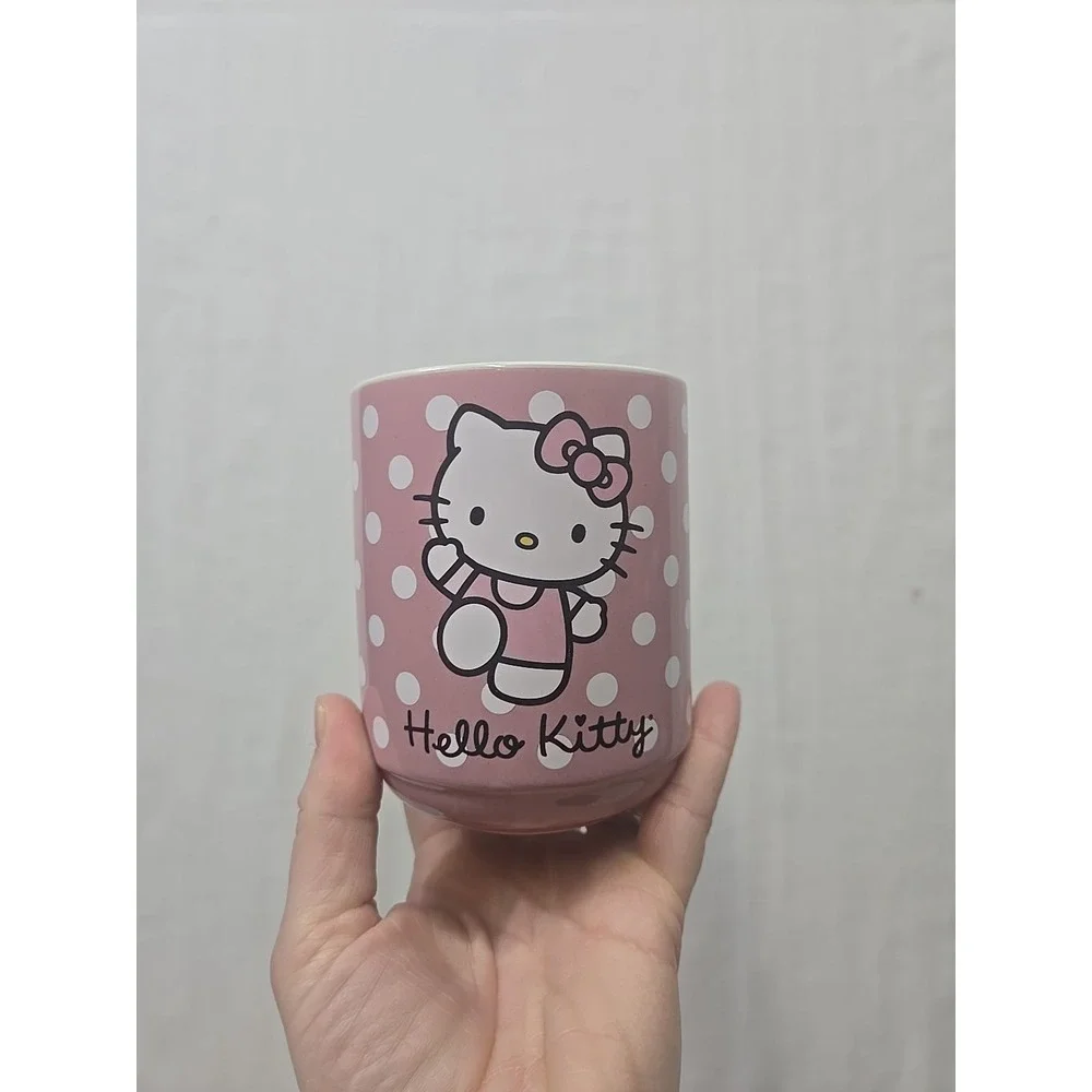 Hello Kitty Ceramic Tea Cups Mugs Set Of 2 Pink White 12 Oz‎ Drink Polka Dot